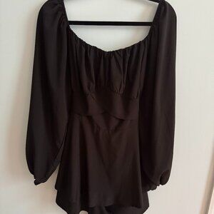 LYANER Women's Long Sleeve Black Romper